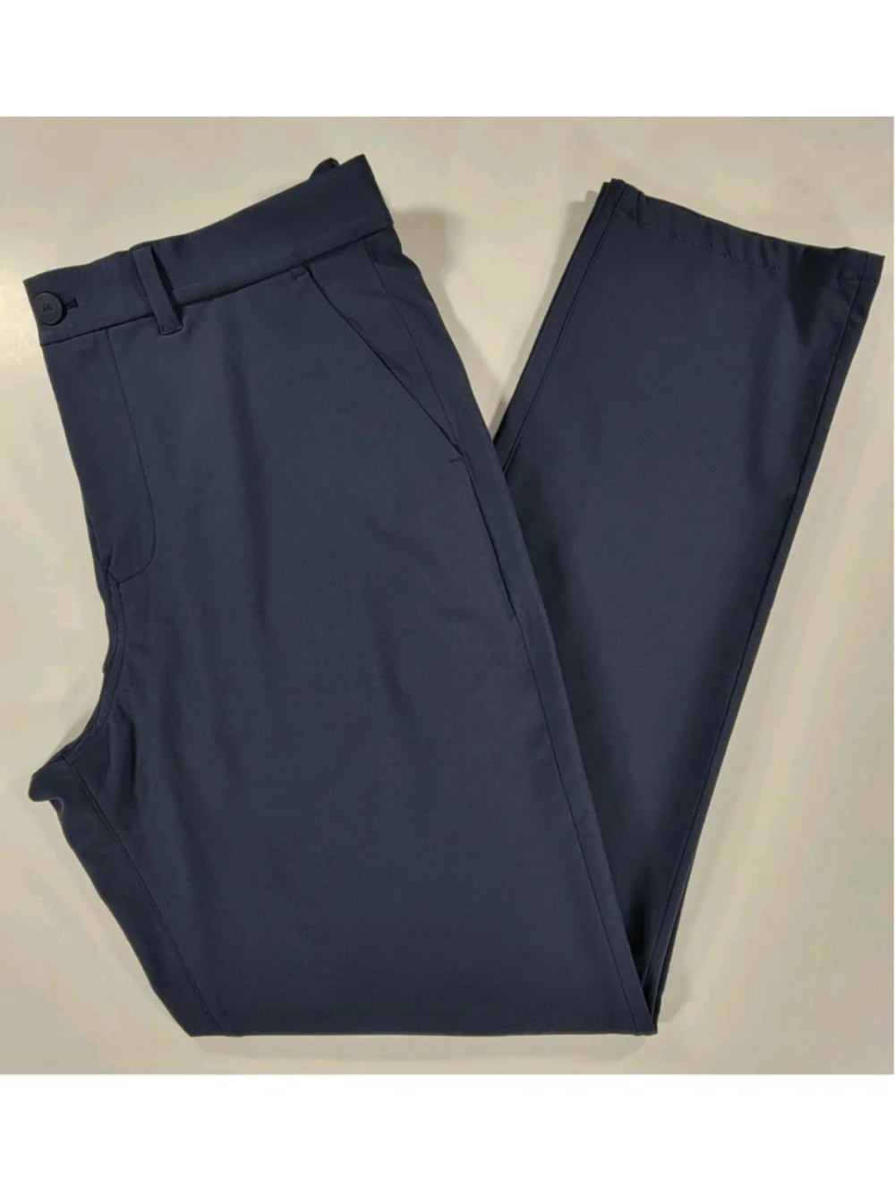 Mizzen Main Mens Helmsman Pants 34x32 Slim Fit Chino Blue Performance Stretch